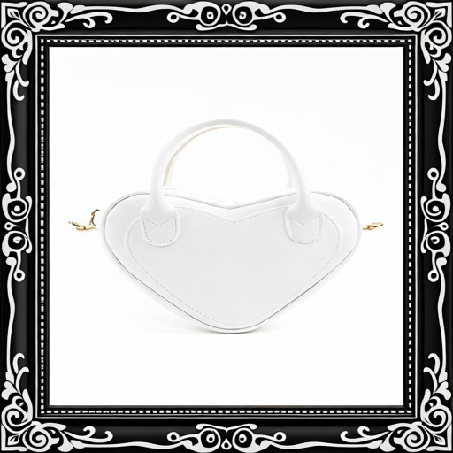 White Heart Shaped Faux Leather Zipper Bag