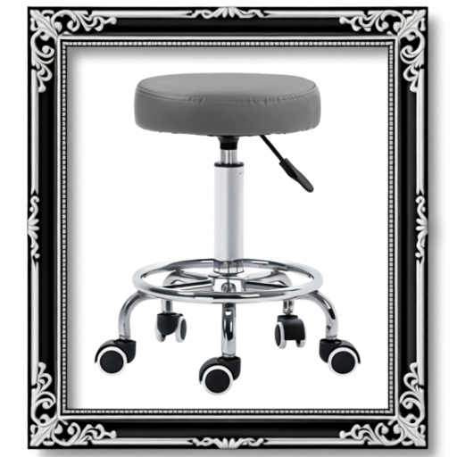 Vinsetto PU Leather Rolling Stool, Height Adjustable Stool Chair With Wheels For Salon, Massage, Spa, Grey