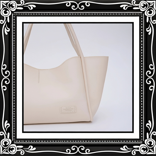 Cream SHK108 Faux Leather Women Hand And Shoulder Bag With Wallet And Makeup Bag