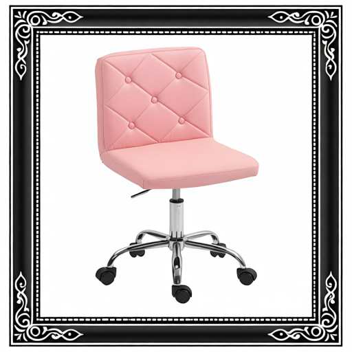 PU Leather Armless Office Chair, Modern Vanity Computer Swivel Chair