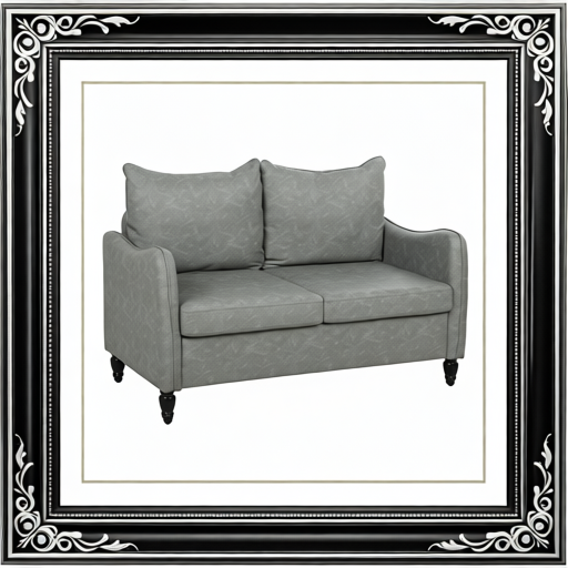 Faux Leather Marble-Effect Two-Seater Sofa - Grey