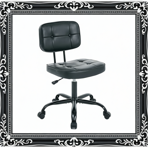 PU Genuine Leather Chair, Small Space, Thickened Seat Cushion, Armless Roller Chair