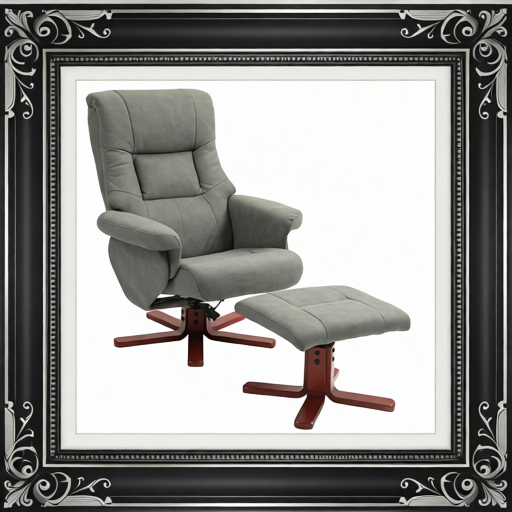 Faux Microfibre Leather Manual Recliner And Footstool Set - Grey