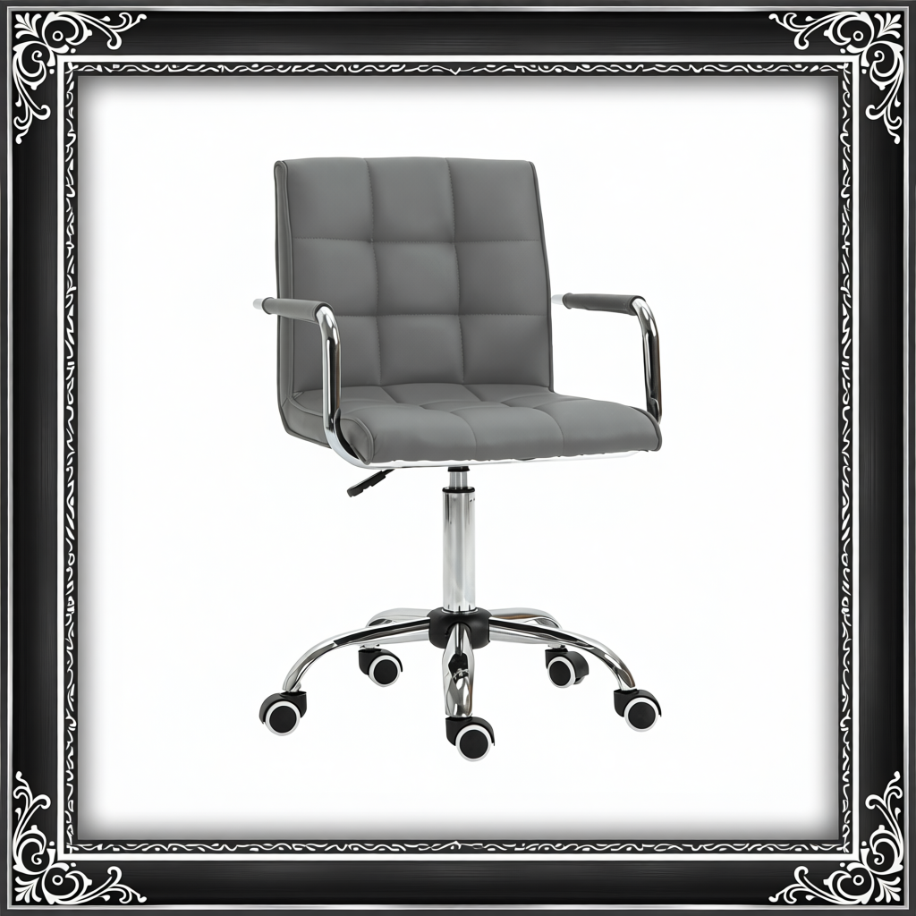 Vinsetto PU Leather Home Office Desk Chair, Grey