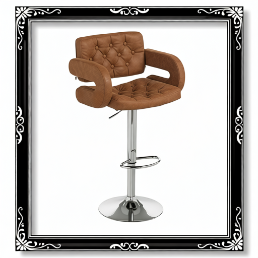 PU Leather Upholstered Swivel Bar Stool, Height Adjustable With Back, Armrest, Footrest, Brown