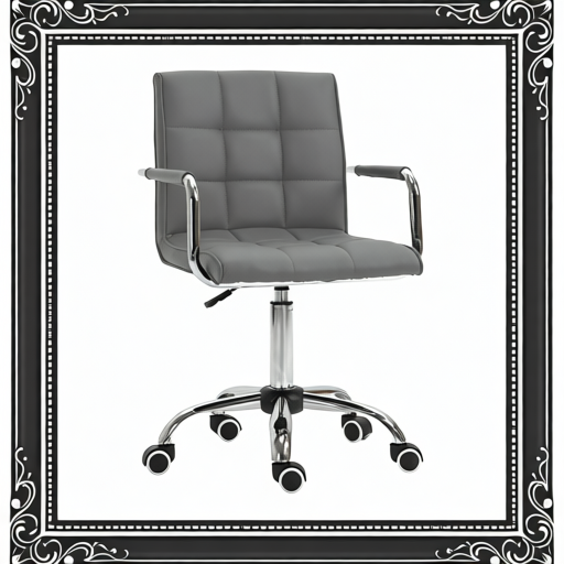 Vinsetto PU Leather Home Office Desk Chair, Computer Chair With Mid Back, Arm, Swivel Wheels, Adjustable Height, Grey