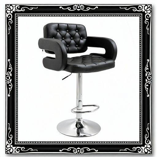 PU Leather Upholstered Swivel Bar Stool, Height Adjustable With Back, Armrest, Footrest, Black