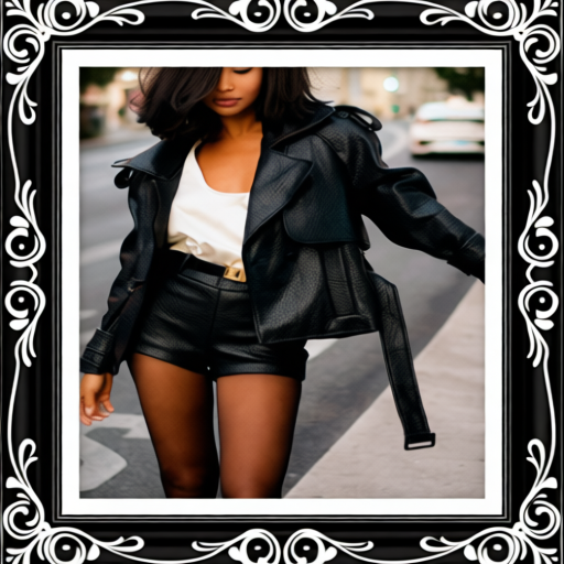 Black Leather Biker Jacket And Shorts Set