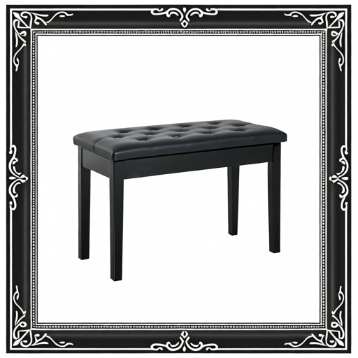 PU Leather Upholstered Piano Stool Makeup Stool Bench Dressing Table Seat With Storage 76x36x50cm, Black