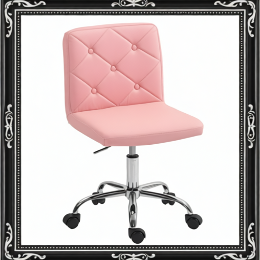 PU Leather Armless Office Chair, Modern Vanity Computer Swivel Chair