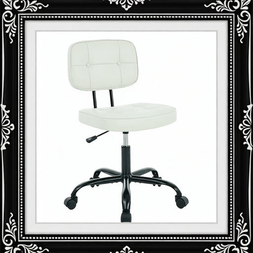 PU Genuine Leather Chair, Small Space, Thickened Seat Cushion, Armless Roller Chair