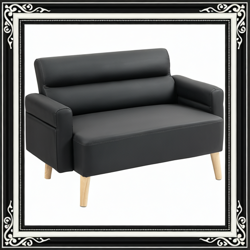 Small Faux Leather 2 Seater Sofa Settee - Black