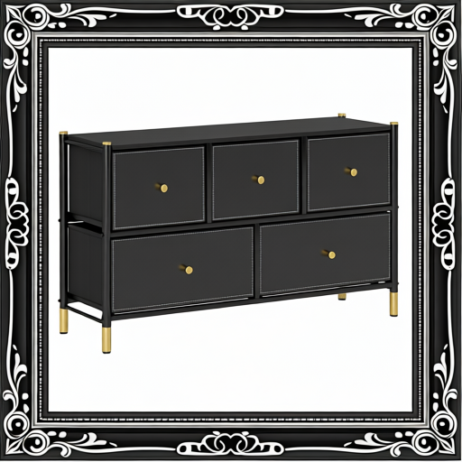 Faux Leather Front Chest Of Drawers - Black