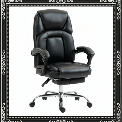Faux Leather Reclining Office Chair, With Footrest - Black