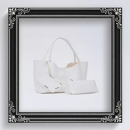 White SHK108 Faux Leather Women Hand And Shoulder Bag With Wallet And Makeup Bag