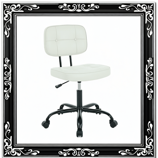 PU Genuine Leather Chair, Small Space, Thickened Seat Cushion, Armless Roller Chair