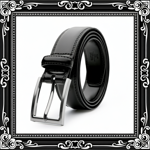 Black Genuine Leather Dress Belt