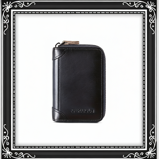 Genuine Leather Credit Card Holder Zipper Card Bag With 12 Card Slots Black