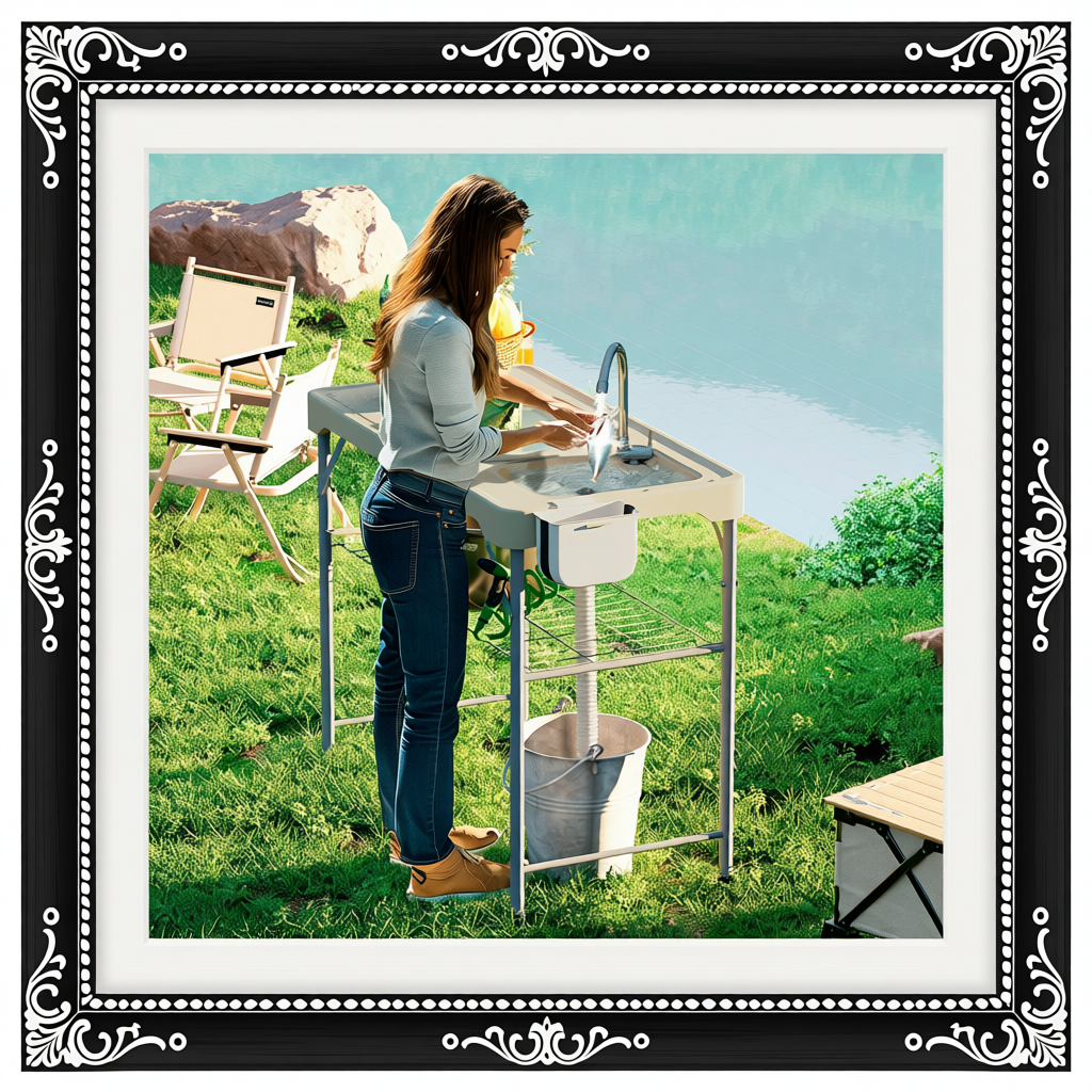 Folding Fish Cleaning Table Tan