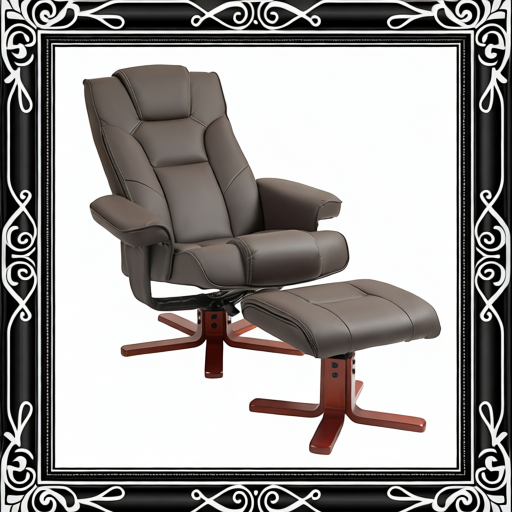 Faux Leather Manual Recliner And Footstool Set - Brown