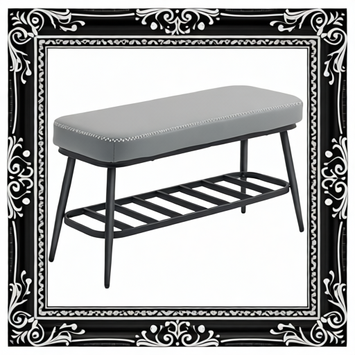 PU Leather Shoe Storage Bench - Grey