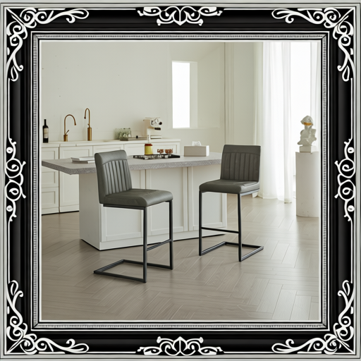Gray Faux Leather Bar Stool