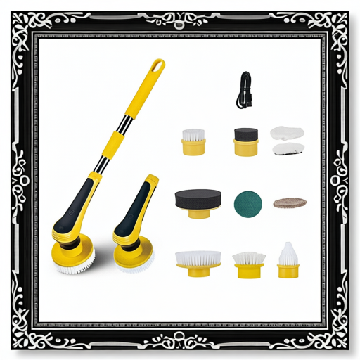 Yellow Electric Spin Scrubber With Telescopic Handle