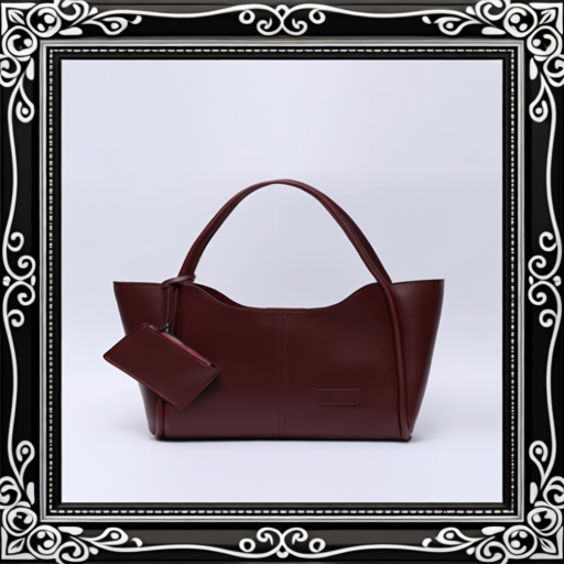 Burgundy SHK108 Faux Leather Women Hand And Shoulder Bag With Wallet And Makeup Bag