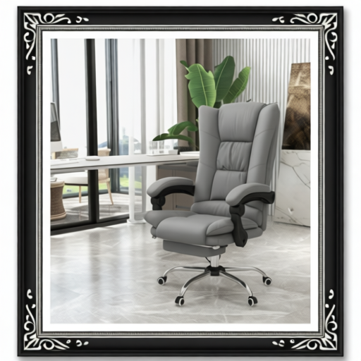 PU Leather Executive Massage Office Chair With 4 Vibration, Computer Desk Chair, Heated Reclining Chair With Adjustable Height, Swivel Wheels, Gray