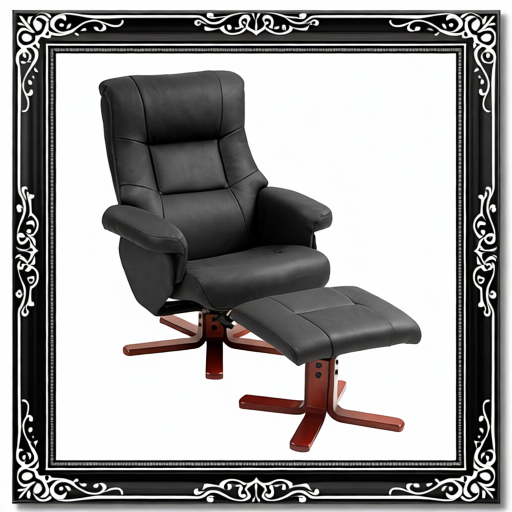 Faux Microfibre Leather Manual Recliner And Footstool Set - Black