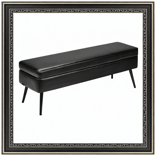 Leather Storage Ottoman Bench, PU Leather Bench With Storage And Metal Legs, Modern Shoe Benches Seat For Entryway, Upholstered End Of Bed Benches For Living Room, Dining Room, Hallway, Black