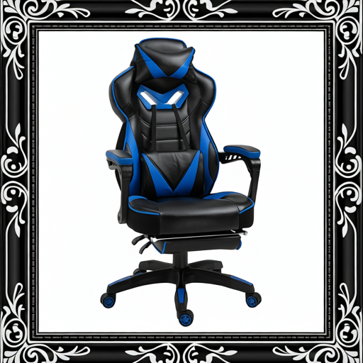 Vinsetto Faux Leather Reclining Gaming Chair, With Footrest - Blue/Black