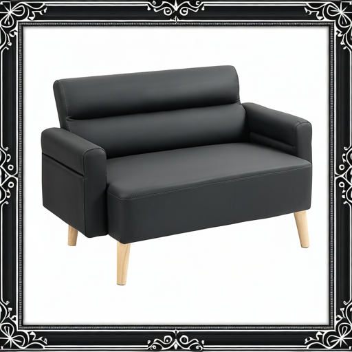Small Faux Leather 2 Seater Sofa Settee - Black
