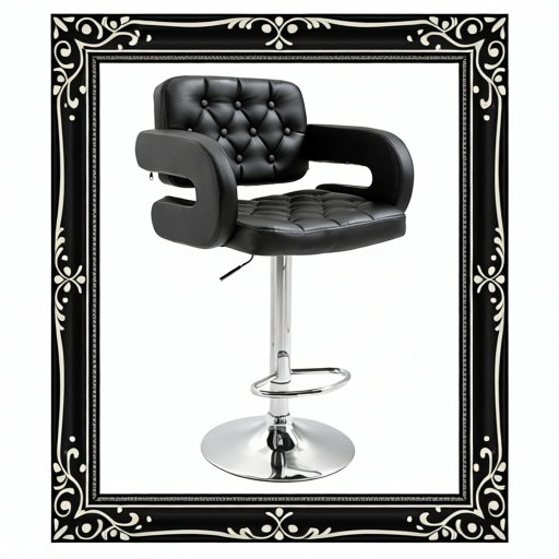 PU Leather Upholstered Swivel Bar Stool, Height Adjustable With Back, Armrest, Footrest, Black