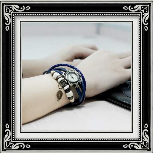 Beautiful Bohemian Style Retro Handmade Leather Tree Leaf Women's Watches Blue