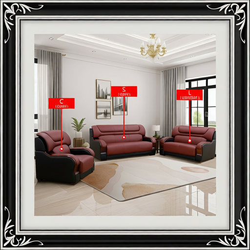 Pickup Only--Black & Red Genuine Cow Leather 3-Piece Couch Living Room Sofa Set