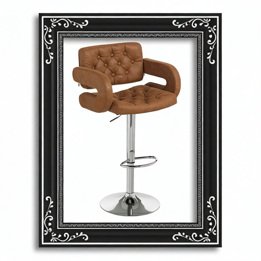 PU Leather Upholstered Swivel Bar Stool, Height Adjustable With Back, Armrest, Footrest, Brown