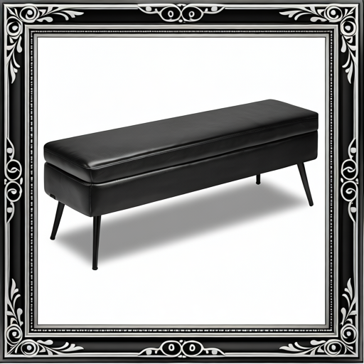 Leather Storage Ottoman Bench, PU Leather Bench With Storage And Metal Legs