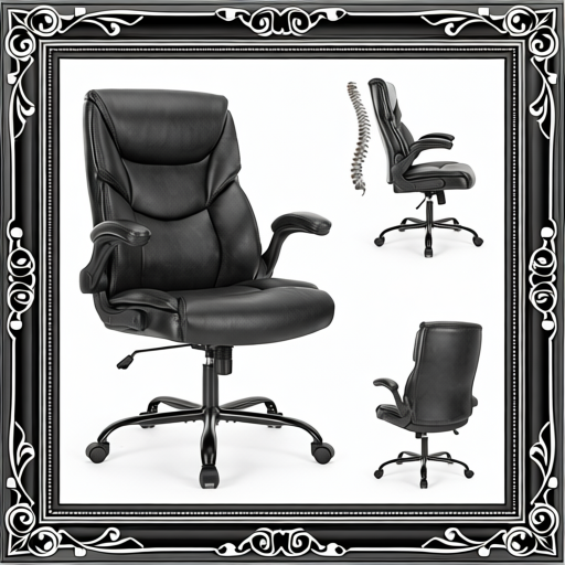 PU Leather Office Chair With Adjustable Flip-up Armrest