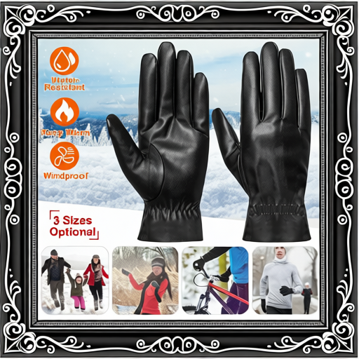Unisex Leather Winter Warm Gloves Outdoor Windproof Soft Gloves Cycling Skiing Running Cold Winter Gloves