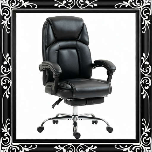 Faux Leather Reclining Office Chair, With Footrest - Black
