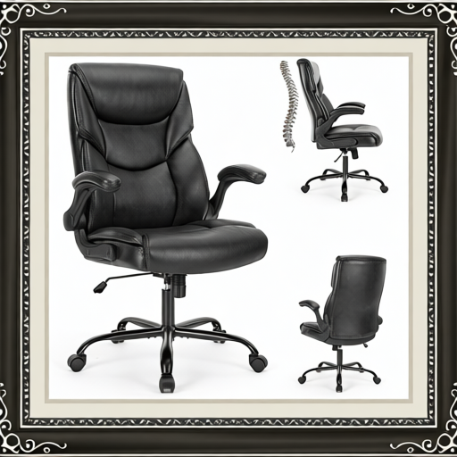 PU Leather Office Chair With Adjustable Flip-up Armrest
