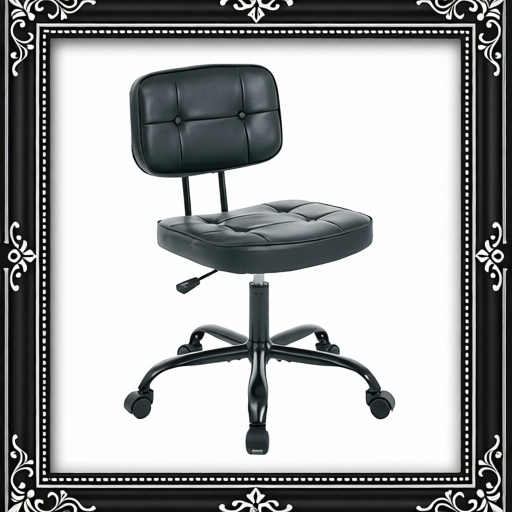 PU Genuine Leather Chair, Small Space, Thickened Seat Cushion, Armless Roller Chair