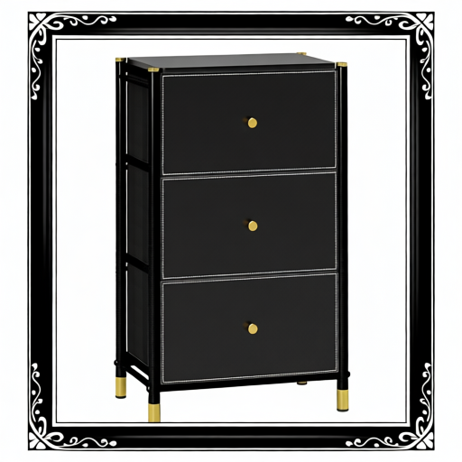 Faux Leather Front Chest Of Three Drawers - Black