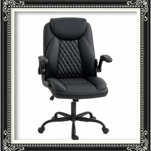 Faux Leather Office Chair With Flip-Up Armrests - Black