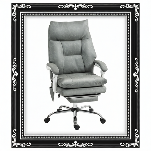 Faux Leather Office Chair, With Inflatable Lumbar - Grey