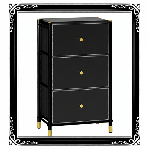 Faux Leather Front Chest Of Three Drawers - Black