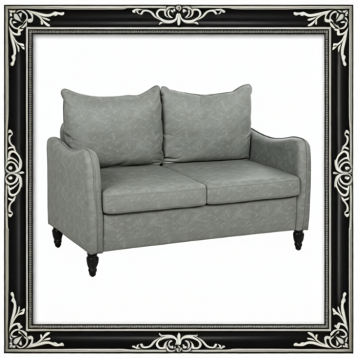 Faux Leather Marble-Effect Two-Seater Sofa - Grey
