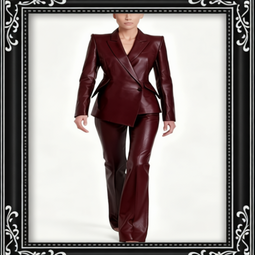 Burgundy Leather 2-Piece Suit