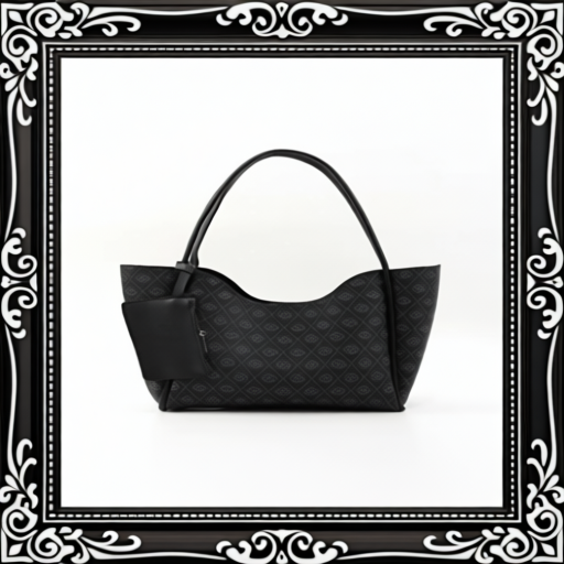 Monogram Black SHK108 Faux Leather Women Hand And Shoulder Bag With Wallet And Makeup Bag